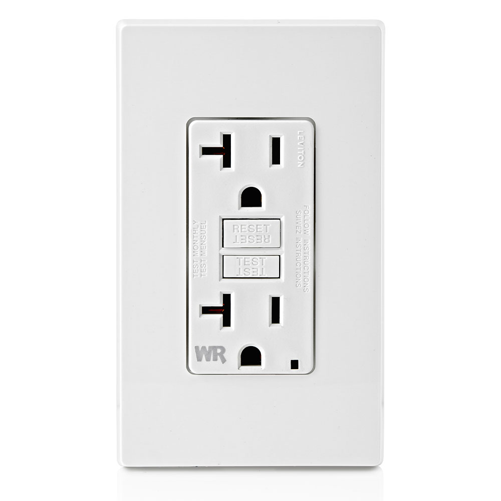 20 Amp GFCI Weather-Resistant Outlet, Self Test, with LED Indicator Light