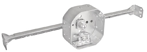 54151-HUBX - Octagon Box 1-1/2" Deep Adjustable Bar Hanger BX Clamps, 4", 25 Pak