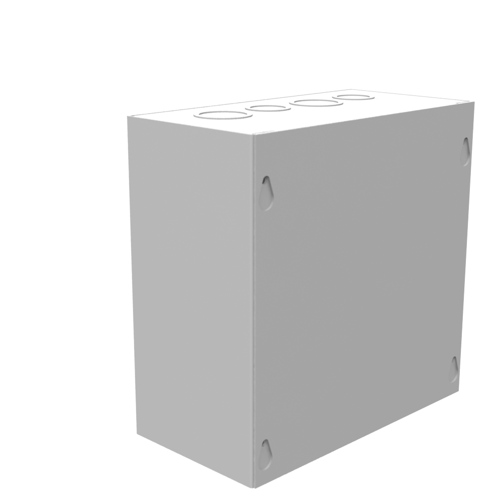 8x4X8 Screw Cover Type 1 UL Steel KOs Gray Cover w/Teardrop Slots Holes In Back