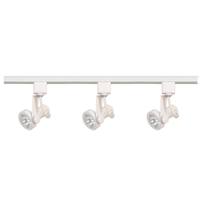 3 Light - MR16 - Gimbal Ring Track Kit - 4 foot Track - Line Voltage - White
