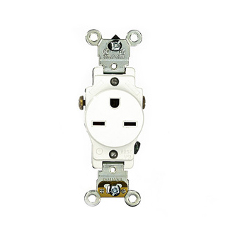 15 Amp Single Receptacle/Outlet, Industrial Grade, Self-Grounding