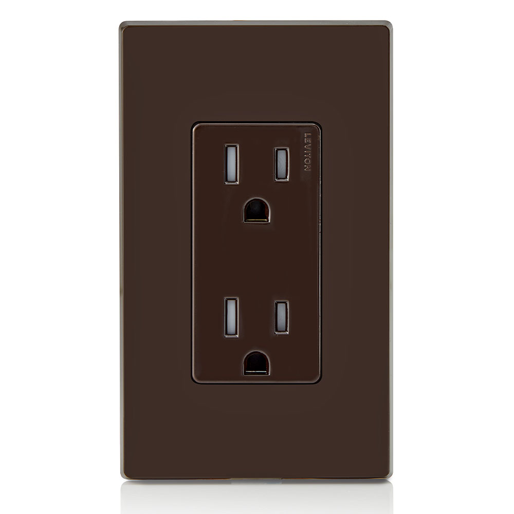 15 Amp Decora Tamper-Resistant Duplex Outlet/Receptacle, Grounding, Brown