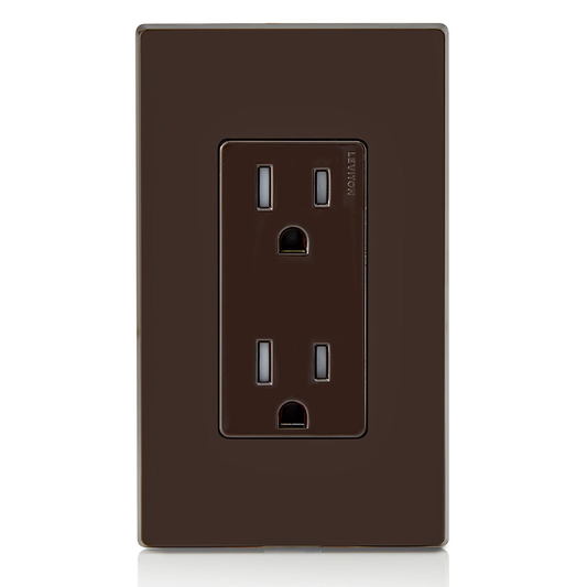 15 Amp Decora Tamper-Resistant Duplex Outlet/Receptacle, Grounding, Brown