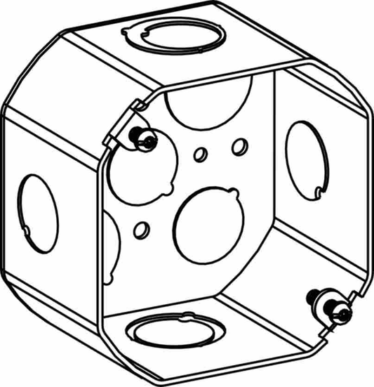 2-1/8" DEEP, 4" (4O) WELDED OCTAGON STEEL BOX WITH MKO