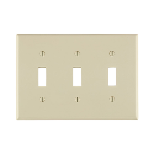 3-Gang Toggle Switch Wallplate, Standard Size, Thermoplastic Nylon, Light Almond