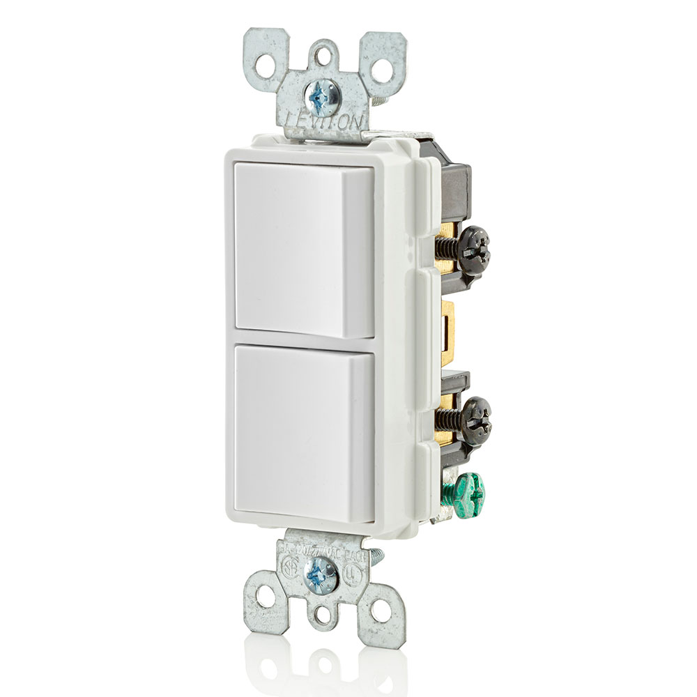 15 Amp Decora Single-Pole / Single-Pole Combination Switch, Grounding, White