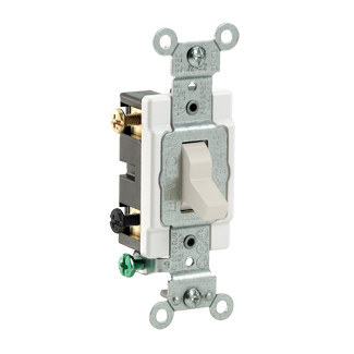 20A 120/277V Toggle Dble-Pole AC Quiet Switch Hvy Duty. Grounding, Side Wired LIGHT ALMOND