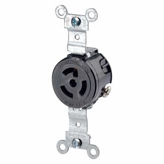 15 Amp, 277 Volt, Single Locking Receptacle, Industrial Grade