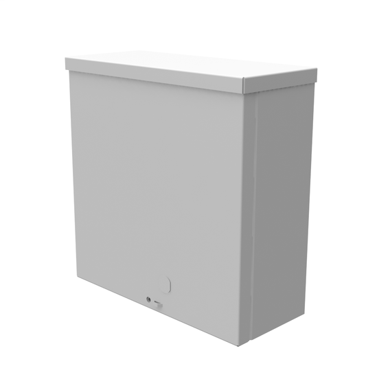 10x4X10 Screw Cover Type 3R UL Listed Steel No Knockouts ANSI 61 Gray Quad D Knockout For Lock Emboss Mounting Holes In Back