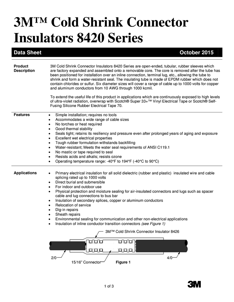 3M™ Cold Shrink Insulator 8425-8, 2-1/0 AWG (35-50 mm²), 10/case