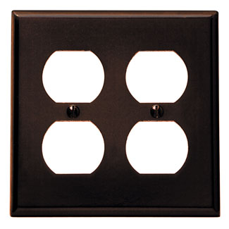 2-Gang Duplex Outlet/Receptacle Wallplate, Standard Size,Thermoset, Brown
