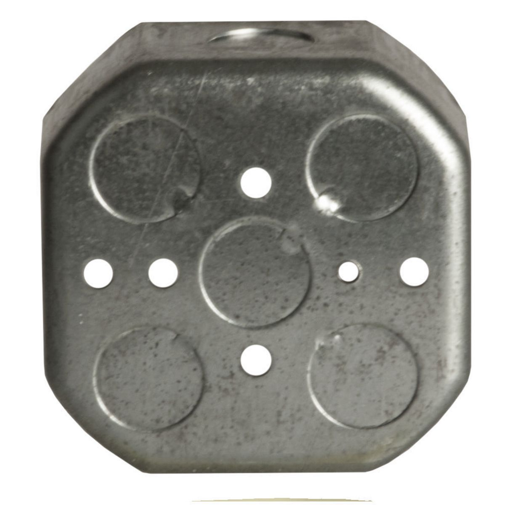 4 in. Octagon Box, Drawn, 1-1/2 in. Deep, Nine 1/2 in. KO's