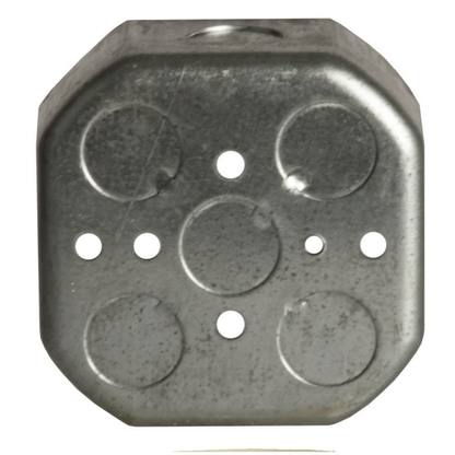 4 in. Octagon Box, Drawn, 1-1/2 in. Deep, Nine 1/2 in. KO's