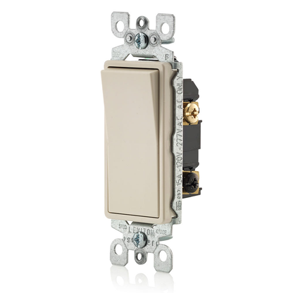15 Amp Decora Rocker 3-Way Switch, Grounding, Light Almond