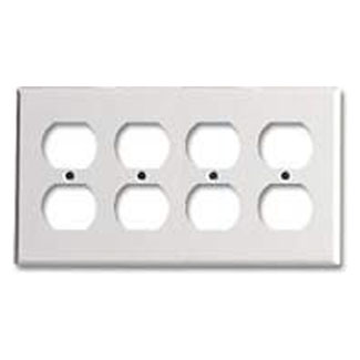 4-Gang Duplex Outlet/Receptacle Wallplate, Standard Size, Thermoset, White