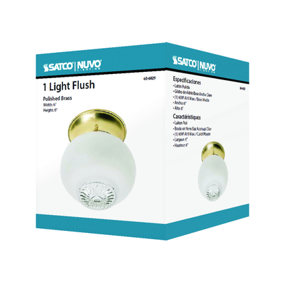 1 Light - 6" - Ceiling Fixture - Clear Bottom Squat Ball, Color retail packaging