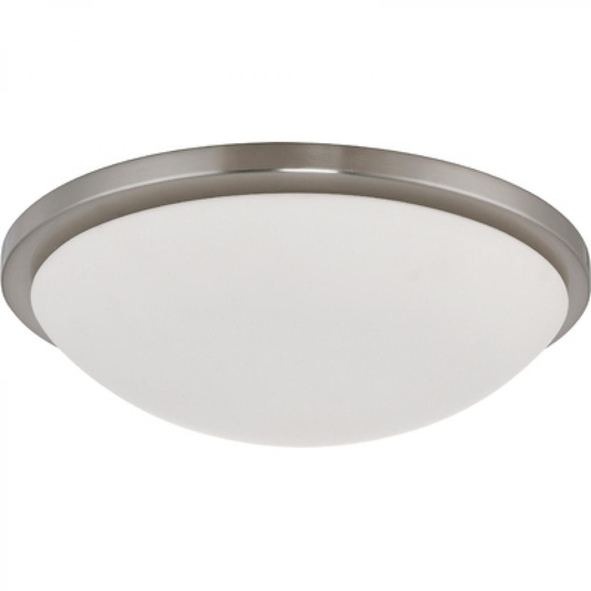 Button LED - 17''- Flush with Frosted Glass - Brushed Nickel Finish