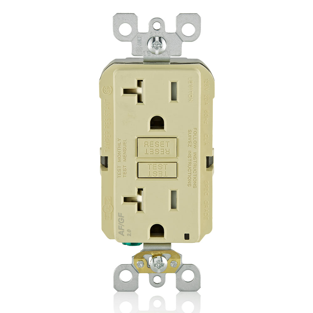 20 Amp, Self Test, Tamper-Resistant Dual-Function AFCI/GFCI Outlet with LED Indicator Light