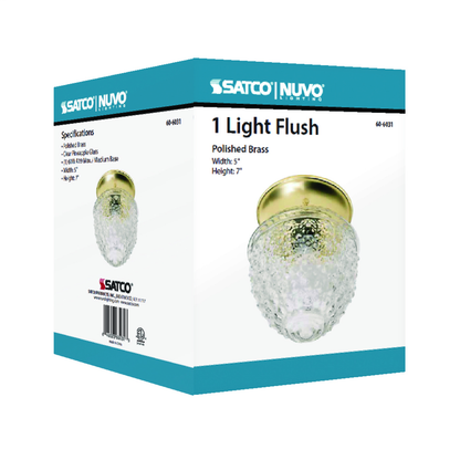 1 Light - 6" - Ceiling Fixture - Clear Pineapple Glass, Color retail packaging