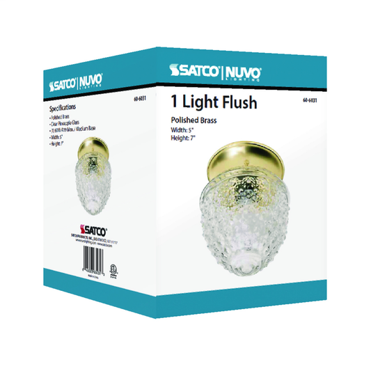 1 Light - 6" - Ceiling Fixture - Clear Pineapple Glass, Color retail packaging