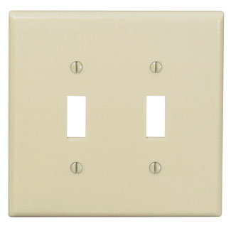 2-Gang Toggle Switch Wallplate, Midway Size,Thermoset, Ivory
