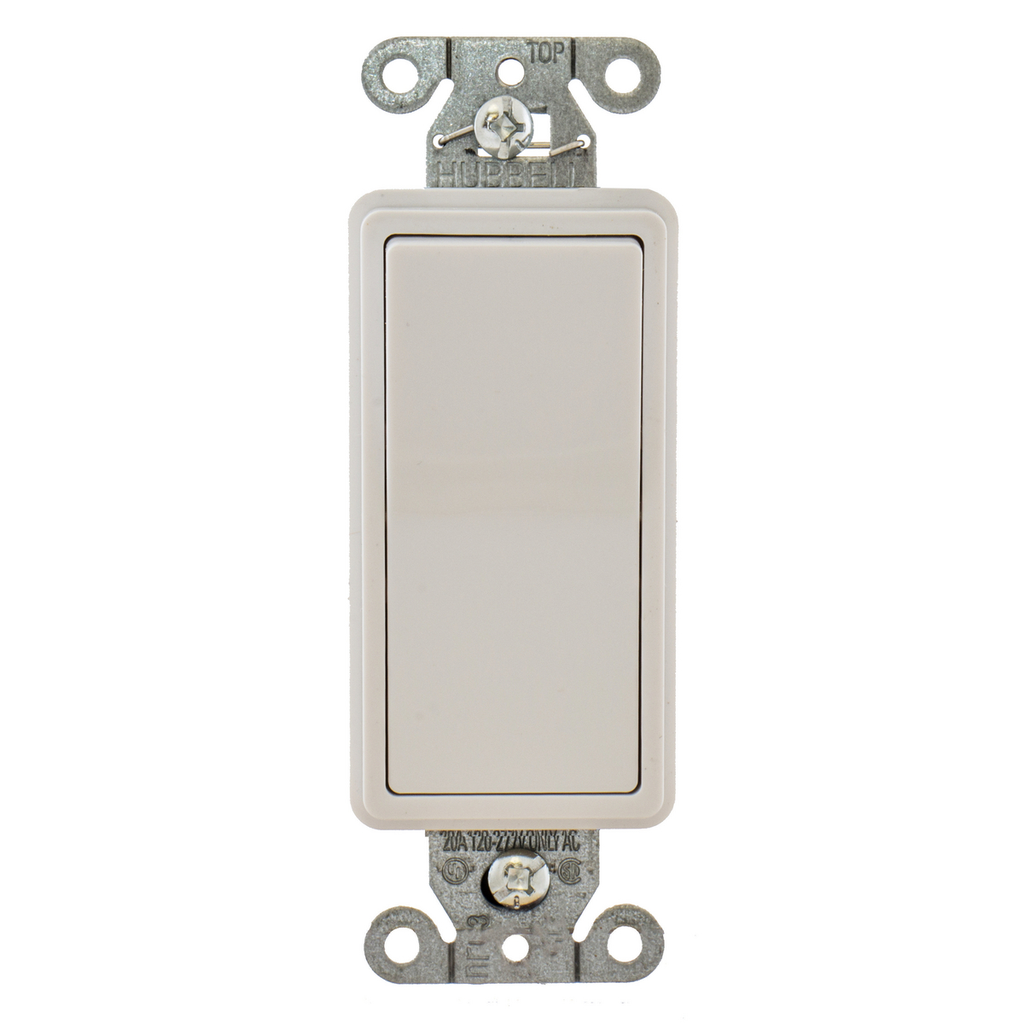 20A Single Pole Decorator Switch, 120/277V, White