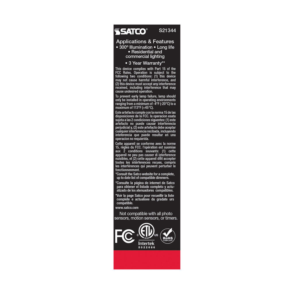 5.5 Watt T10 LED; Clear; Medium base; 90 CRI; 2700K; 120 Volt