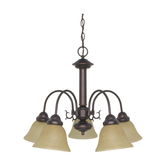 Ballerina - 5 Light Chandelier with Champagne Linen Washed Glass - Mahogany Bronze Finish