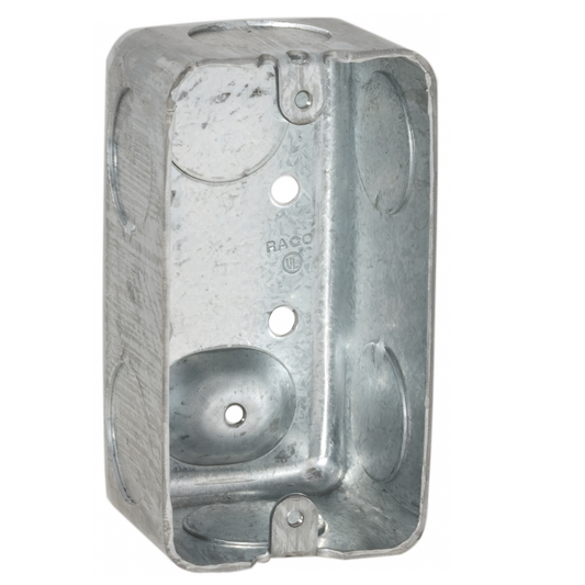 4 in. x 2 in. Handy Box, Drawn, 1-7/8 in. Deep, Seven 3/4 in. KO's, Raised Ground