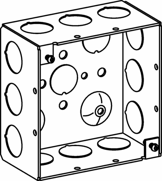 2-1/8" DEEP, 4" SQUARE (4S) DEEP BOX WELDED WITH 1/2" KO