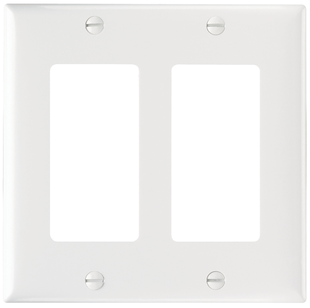 2-Gang Thermoset Wall Plate, 2 Decorator Openings, White