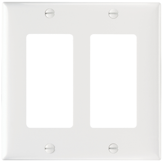 2-Gang Thermoset Wall Plate, 2 Decorator Openings, White