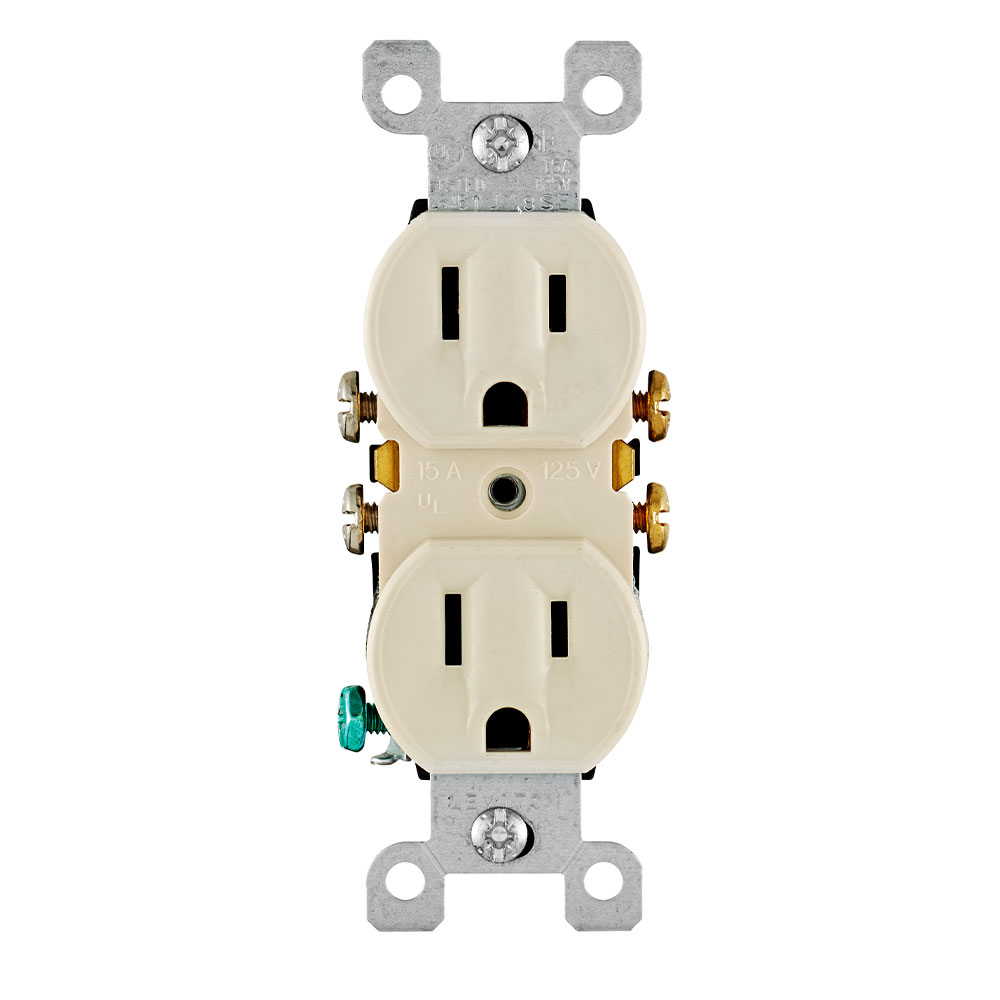 15 Amp Duplex Outlet/Receptacle, Contractor Pack, Grounding, Light Almond