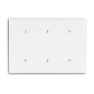 3-Gang Blank Wallplate, Standard Size, Thermoset, White