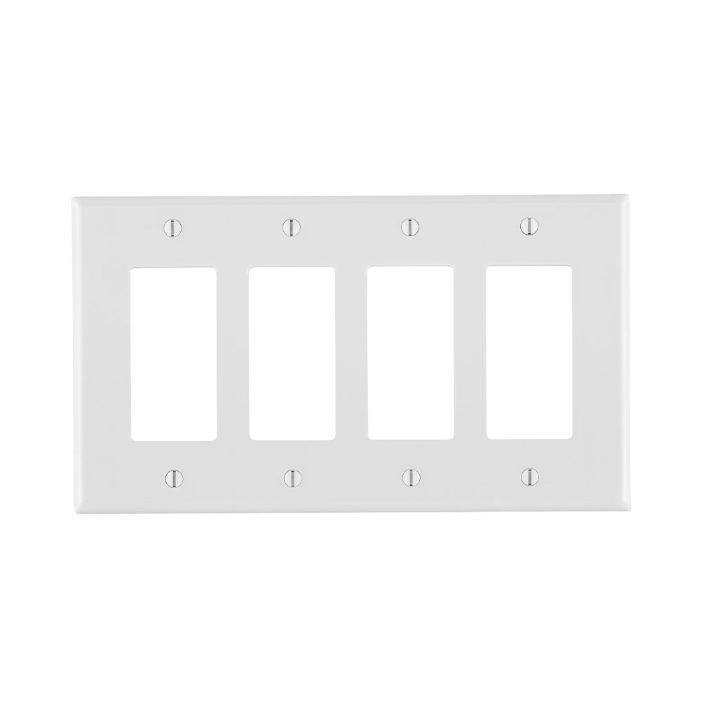 4-Gang Decora/GFCI Device Wallplate, Midway Size, Thermoset, White