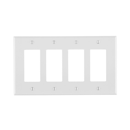 4-Gang Decora/GFCI Device Wallplate, Midway Size, Thermoset, White