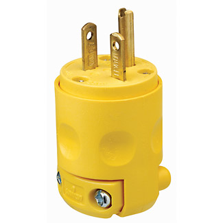20 Amp, 250 Volt,2P 3W, Grounding Plug, Straight Blade, Yellow
