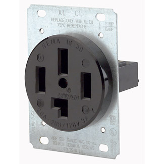 30 Amp, 120/208 Volt, Flush Mount Receptacle, Straight Blade, Industrial Grade