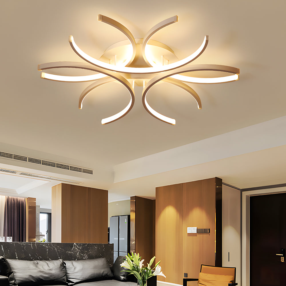 [Open-Box]Simple Semi-Circle Lines Flower LED Dimmable Modern Ceiling Light Fixture