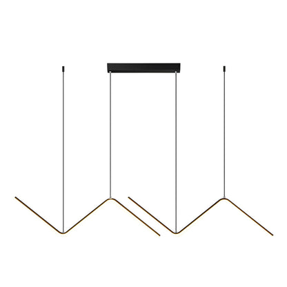 Wavy Linear 3 Step Dimming LED Nordic Chandelier Pendant Light Hanging Lamp