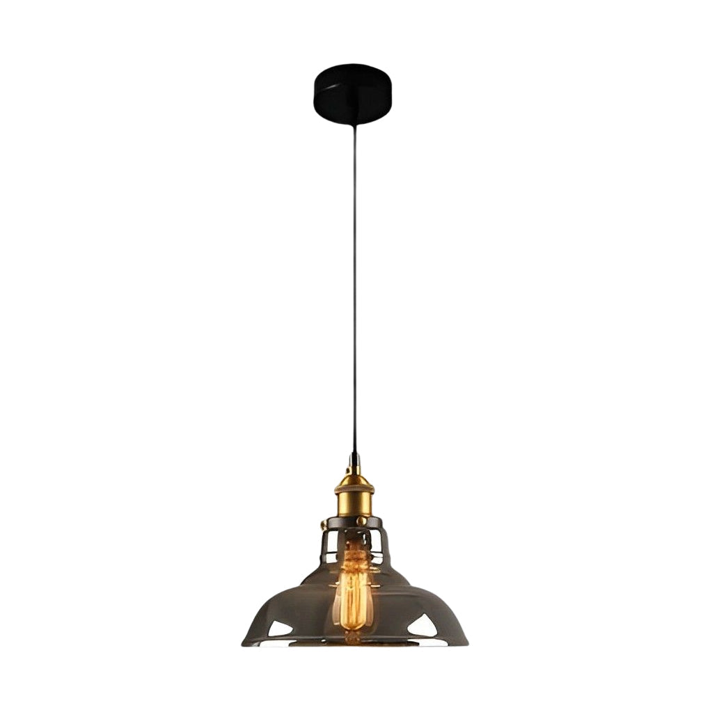 [Open-Box]Retro Creative Glass Electroplated Smoke Gray Industrial Pendant Lamp