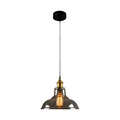 [Open-Box]Retro Creative Glass Electroplated Smoke Gray Industrial Pendant Lamp