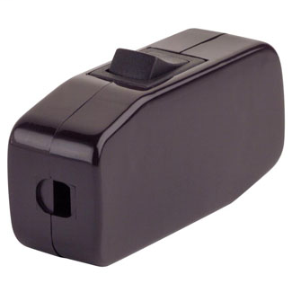 Appliance switch, feed thru switch rocker; single pole, single throw; 3A-125V AC. Brown.