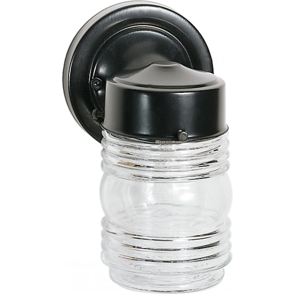 1 Light - 6" - Porch, Wall - Mason Jar w/Clear Glass, Color retail packaging