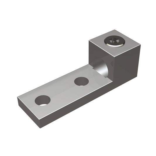 Aluminum Universal Terminal, 2 Hole, 300-800 kcmil, 1/2" Stud, 1.75" Stud Hole Spacing, 1 Screw, Al/Cu Rated, Tin Plated