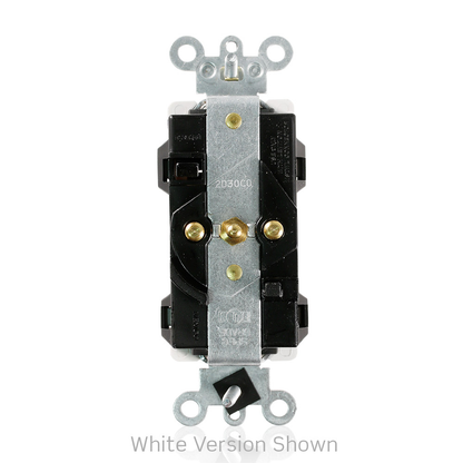 20 Amp Lev-Lok® Decora Plus Duplex Receptacle/Outlet, Industrial Grade, Self-Grounding