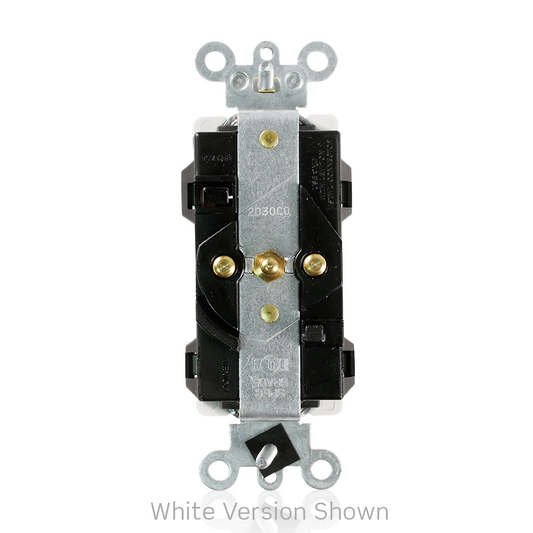 20 Amp Lev-Lok® Decora Plus Duplex Receptacle/Outlet, Industrial Grade, Self-Grounding