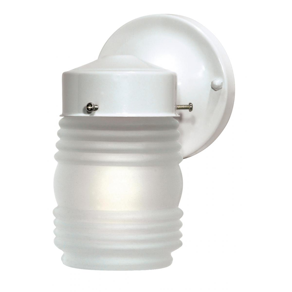 1 Light - 6" Mason Jar with Frosted Glass - Gloss White Finish