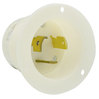 30 Amp, 250 Volt, Flanged Inlet Locking Receptacle, Industrial Grade