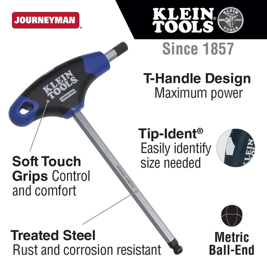 10 mm Ball-End Hex Key, Journeyman™ T-Handle, 6-Inch